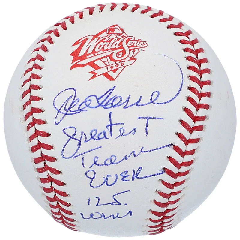 Joe Torre New York Yankees Autographed 1998 World Series Logo Baseball with "Greatest Team Ever 125 Wins" Inscription