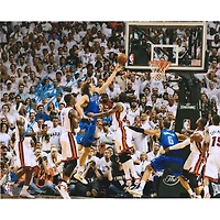 Dirk Nowitzki Dallas Mavericks Autographed 16" x 20" 2011 NBA Finals Game 2 Winning Shot vs. Miami Heat Photograph - Signed in Blue Ink