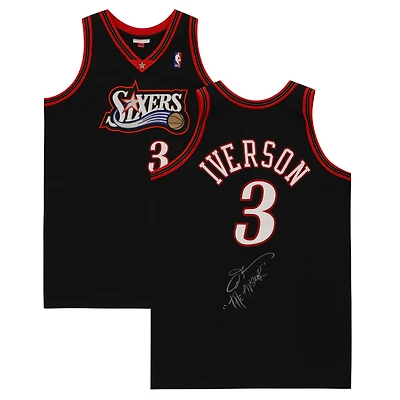 Allen Iverson Philadelphia 76ers Autographed Black 1997 Mitchell & Ness Authentic Jersey with "The Answer" Inscription