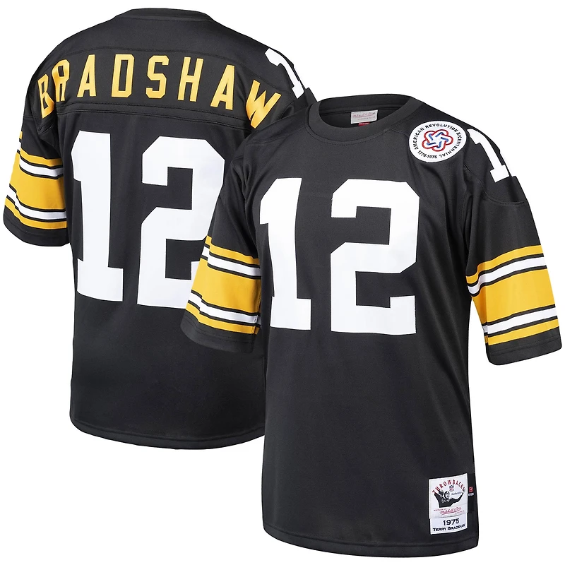 Men's Mitchell & Ness Terry Bradshaw Black Pittsburgh Steelers Authentic Throwback Retired Player Jersey