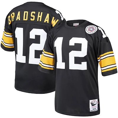 Men's Mitchell & Ness Terry Bradshaw Black Pittsburgh Steelers Authentic Throwback Retired Player Jersey