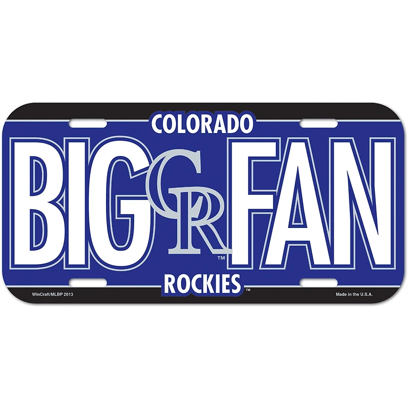 WinCraft Colorado Rockies Team Plastic License Plate