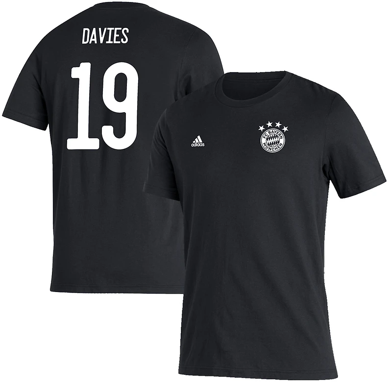Men's adidas Alphonso Davies Black Bayern Munich Amplifier Name & Number T-Shirt