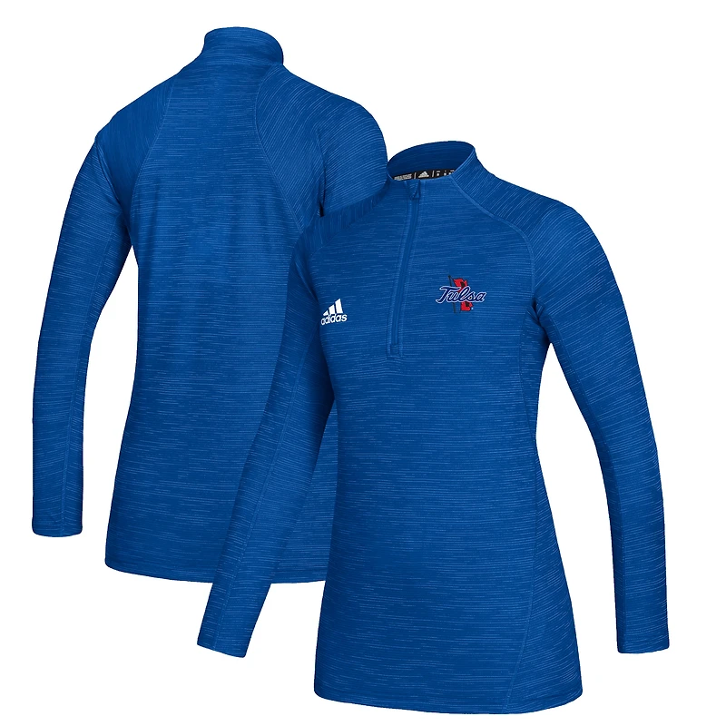 Women's adidas Royal Tulsa Golden Hurricane Game Mode Performance Quarter-Zip Pullover Jacket