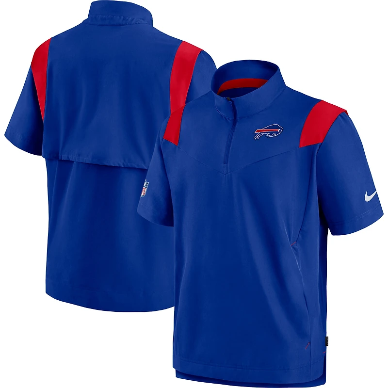 Men's Nike Royal Buffalo Bills Sideline Coaches Short Sleeve Quarter-Zip Jacket