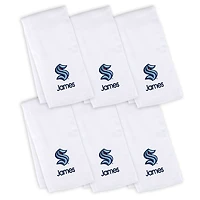 Infant White Seattle Kraken 6-Pack Personalized Burp Cloth Set