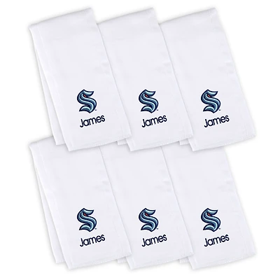 Infant White Seattle Kraken 6-Pack Personalized Burp Cloth Set