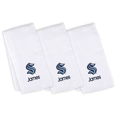 Infant White Seattle Kraken Personalized Burp Cloth Three-Pack