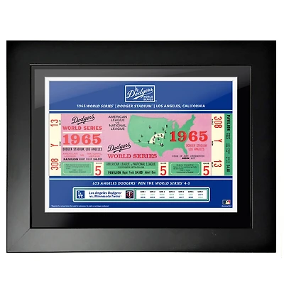 Los Angeles Dodgers 1965 World Series 18'' x 14'' Framed Ticket
