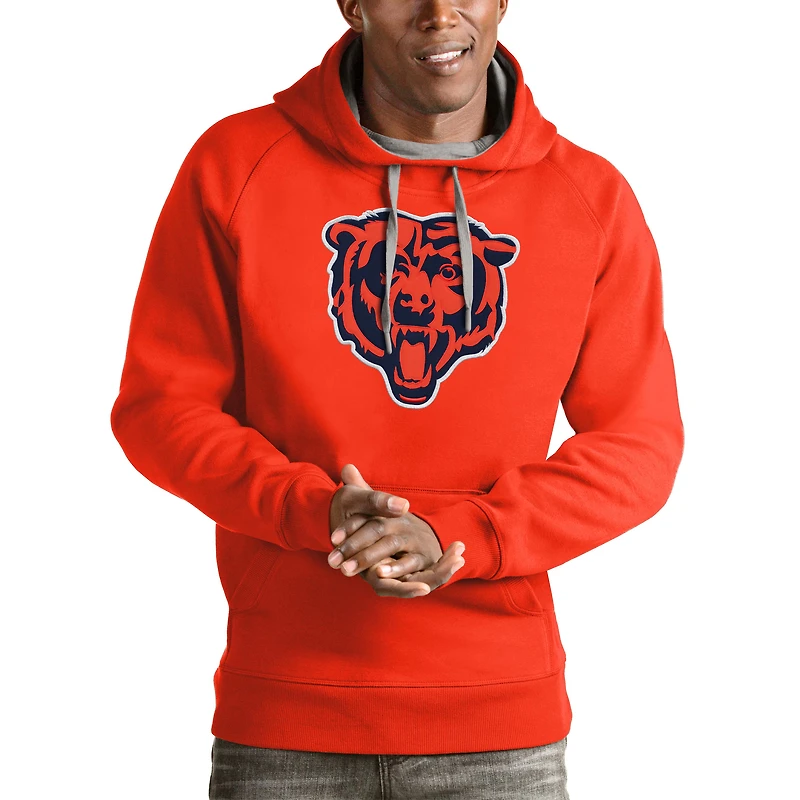Men's Antigua Orange Chicago Bears Victory Pullover Hoodie