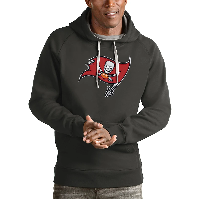 Men's Antigua Charcoal Tampa Bay Buccaneers Victory Pullover Hoodie