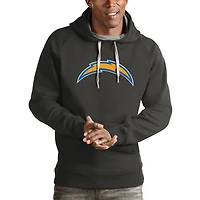 Men's Antigua Charcoal Los Angeles Chargers Victory Pullover Hoodie