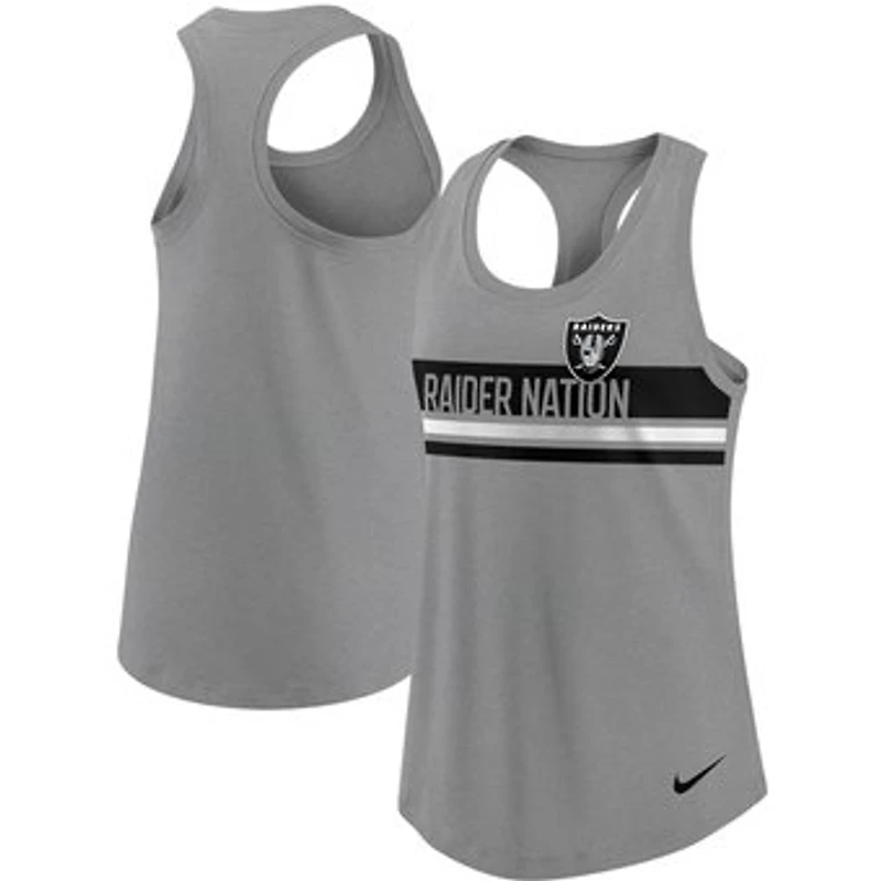 Women's Nike Heathered Charcoal Las Vegas Raiders Scoop Neck Racerback Performance Tank Top