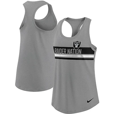 Women's Nike Heathered Charcoal Las Vegas Raiders Scoop Neck Racerback Performance Tank Top