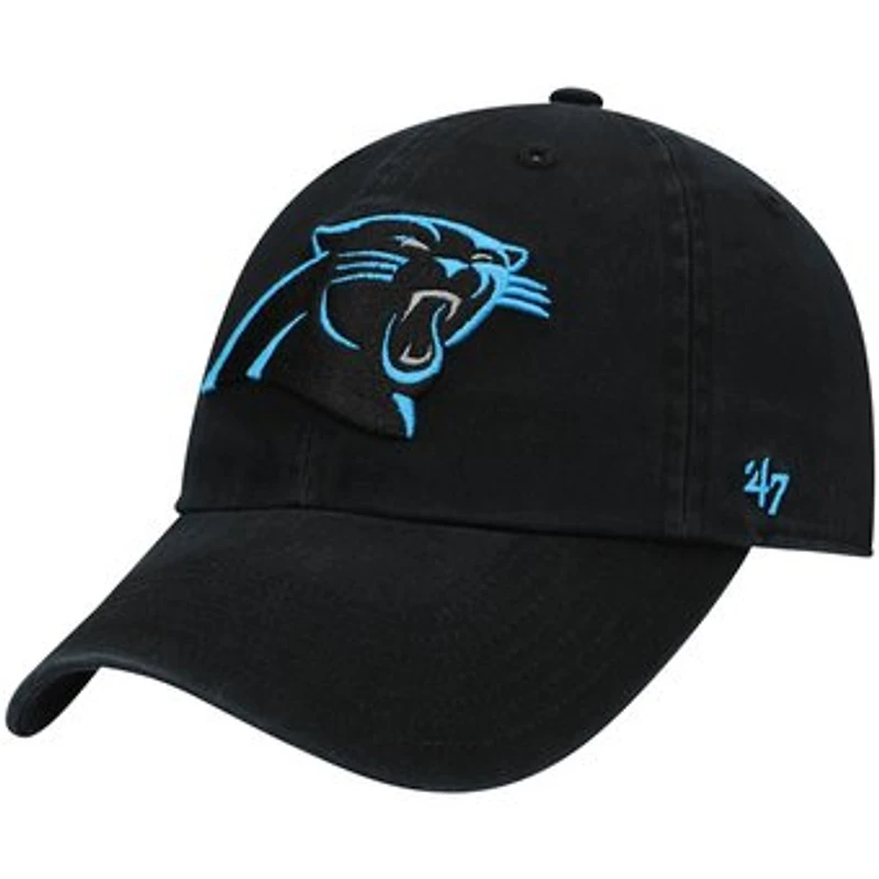 Youth '47 Black Carolina Panthers Logo Clean Up Adjustable Hat