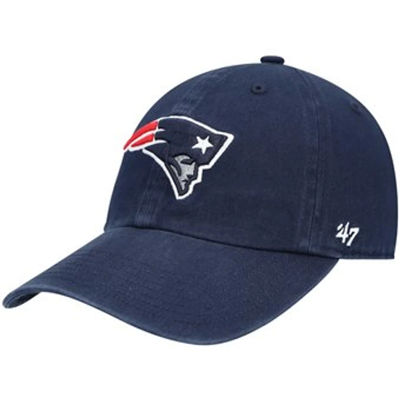 Youth '47 Navy New England Patriots Logo Clean Up Adjustable Hat