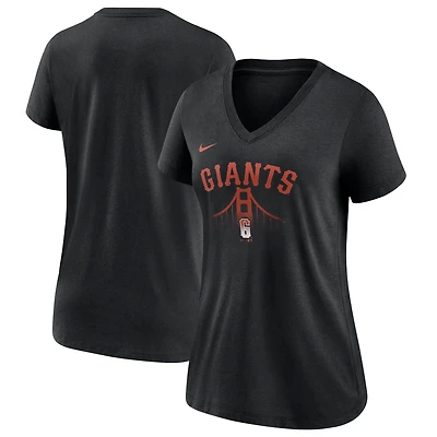 Women's Nike Black San Francisco Giants City Connect Tri-Blend V-Neck T-Shirt