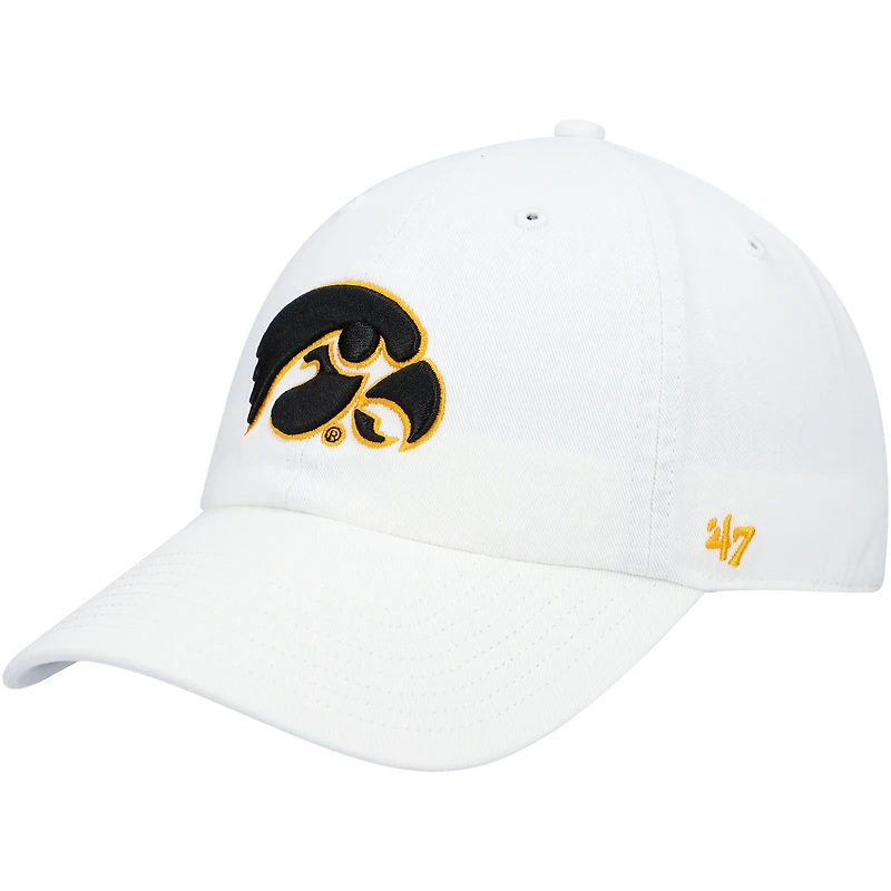 Men's '47 White Iowa Hawkeyes Clean Up Adjustable Hat