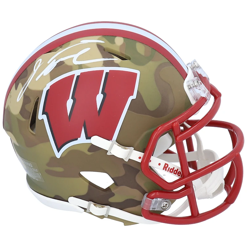 Jonathan Taylor Wisconsin Badgers Autographed Riddell Camo Alternate Speed Mini Helmet