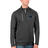 Men's Antigua Charcoal/Silver Carolina Panthers Generation Quarter-Zip Pullover Jacket