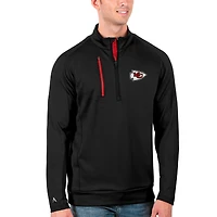 Men's Antigua Black/Red Kansas City Chiefs Generation Quarter-Zip Pullover Jacket