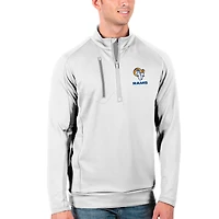Men's Antigua White/Silver Los Angeles Rams Generation Quarter-Zip Pullover Jacket