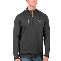 Men's Antigua Charcoal/Silver New England Patriots Generation Quarter-Zip Pullover Jacket