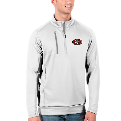 Men's Antigua White/Silver San Francisco 49ers Generation Quarter-Zip Pullover Jacket