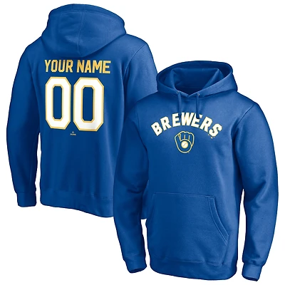 Men's Royal Milwaukee Brewers Cooperstown Winning Streak Personalized Name & Number Pullover Hoodie