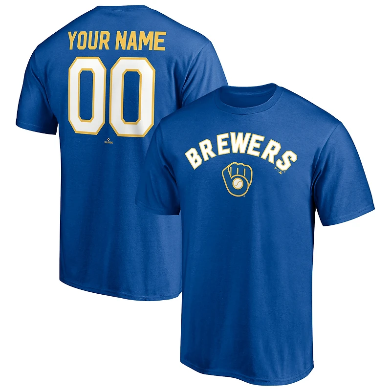 Men's Royal Milwaukee Brewers Cooperstown Winning Streak Personalized Name & Number T-Shirt