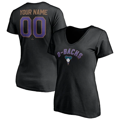 Women's Black Arizona Diamondbacks Cooperstown Winning Streak Personalized Name & Number V-Neck T-Shirt