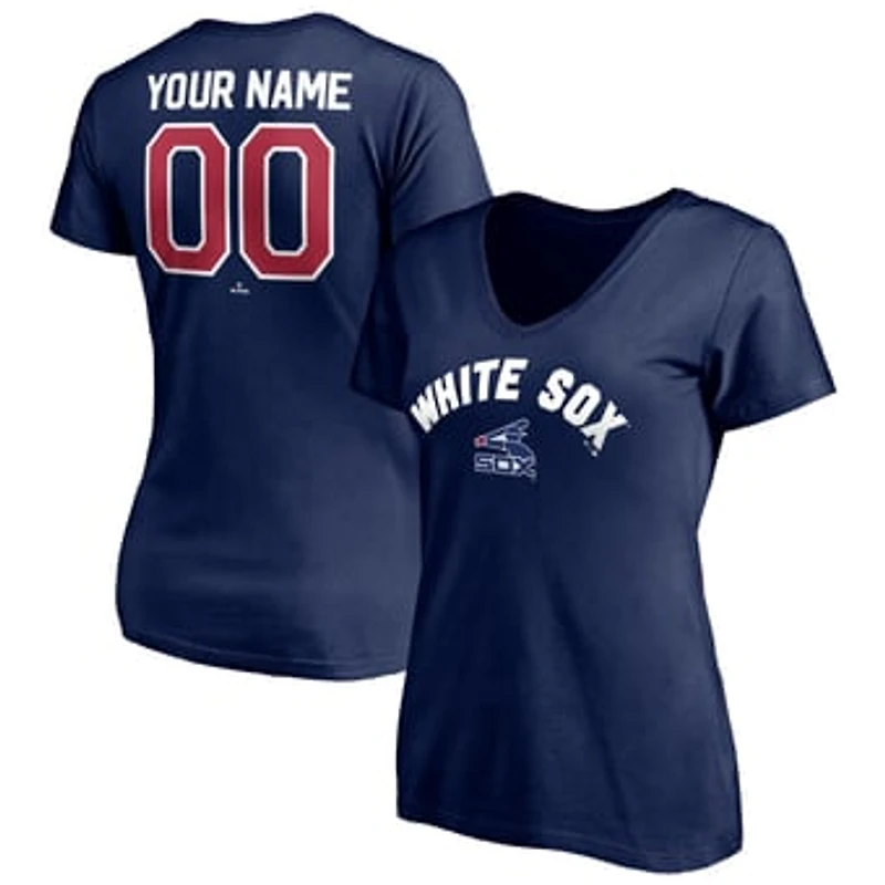Women's Navy Chicago White Sox Cooperstown Winning Streak Personalized Name & Number V-Neck T-Shirt