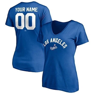 Women's Royal Los Angeles Dodgers Cooperstown Winning Streak Personalized Name & Number V-Neck T-Shirt