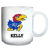 White Kansas Jayhawks 11oz. Personalized Mug