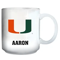 White Miami Hurricanes 11oz. Personalized Mug