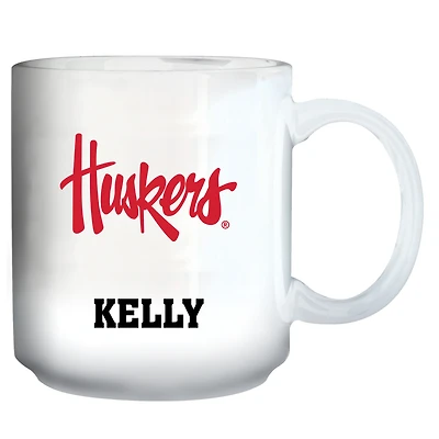 White Nebraska Huskers 11oz. Personalized Mug