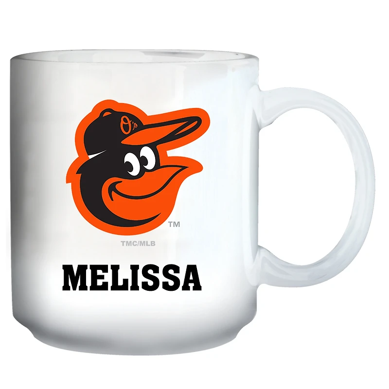 White Baltimore Orioles 11oz. Personalized Mug