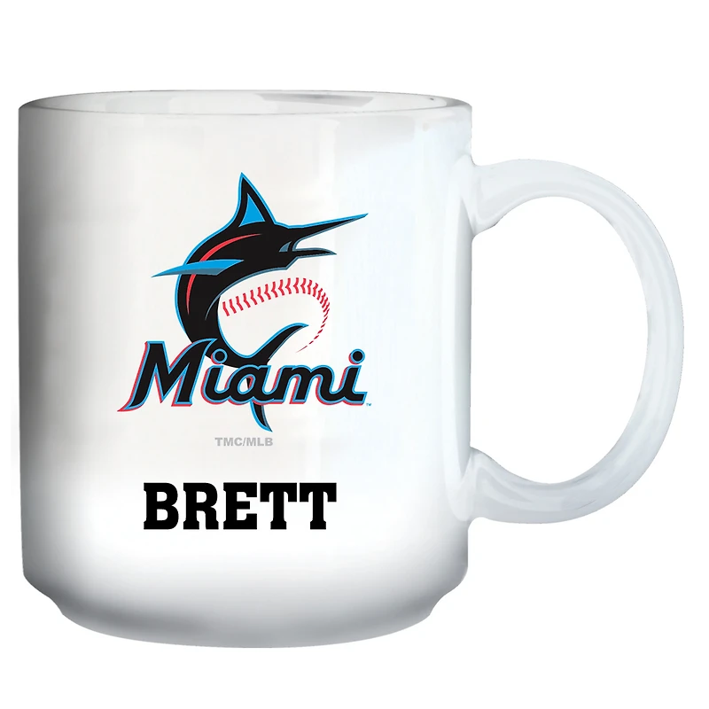 White Miami Marlins 11oz. Personalized Mug