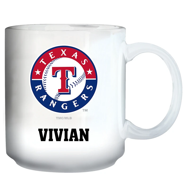 White Texas Rangers 11oz. Personalized Mug