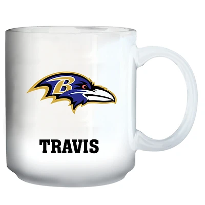 White Baltimore Ravens 11oz. Personalized Mug