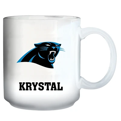 White Carolina Panthers 11oz. Personalized Mug
