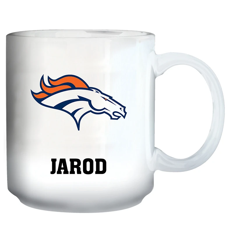 White Denver Broncos 11oz. Personalized Mug