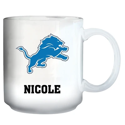 White Detroit Lions 11oz. Personalized Mug