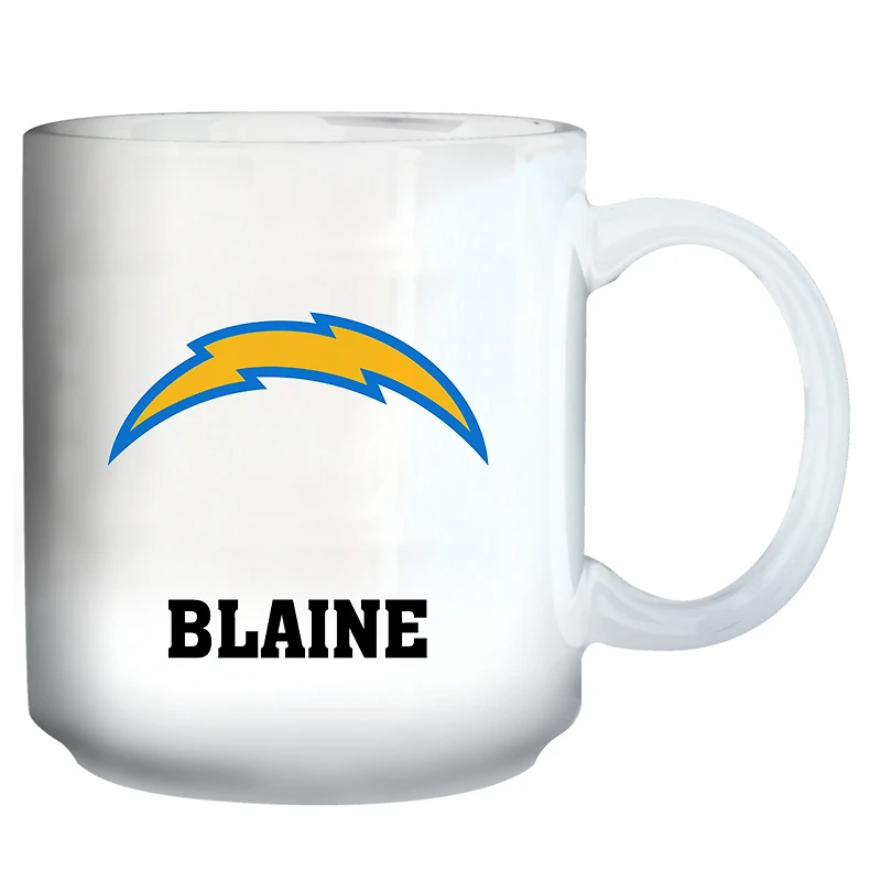White Los Angeles Chargers 11oz. Personalized Mug