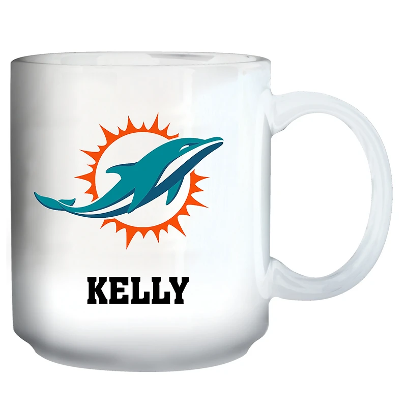 White Miami Dolphins 11oz. Personalized Mug