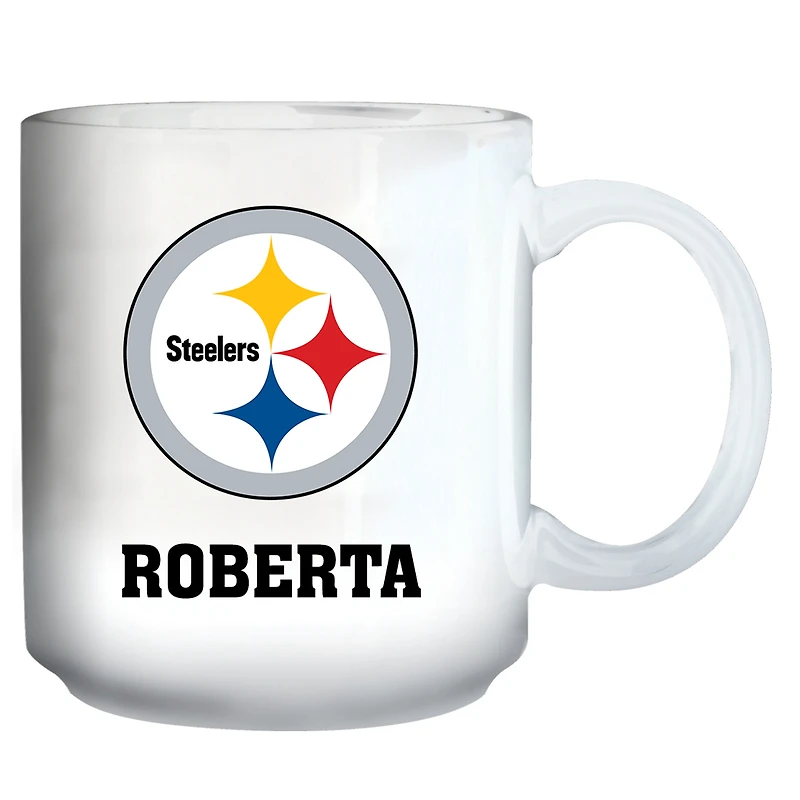 White Pittsburgh Steelers 11oz. Personalized Mug