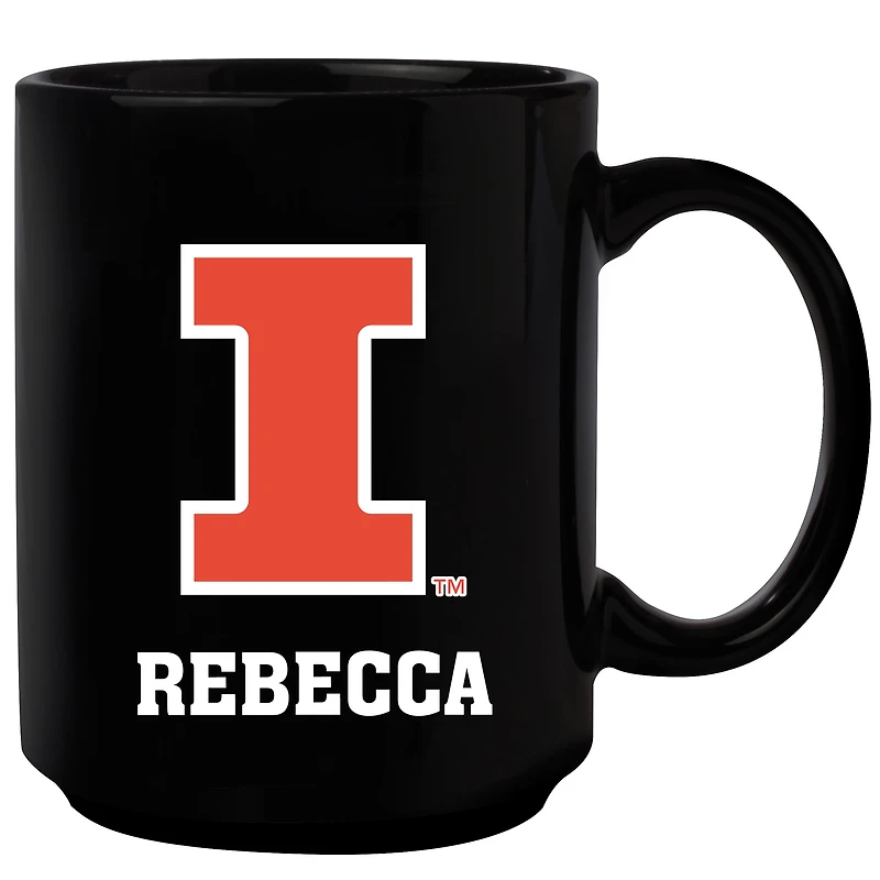 Black Illinois Fighting Illini 15oz. Personalized Mug