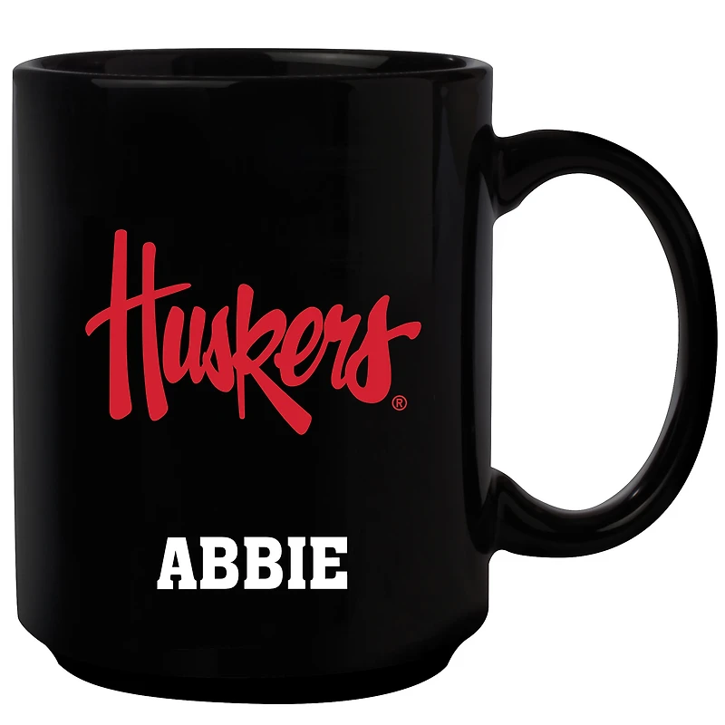 Black Nebraska Huskers 15oz. Personalized Mug
