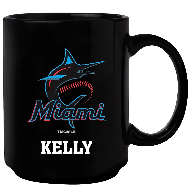 Black Miami Marlins 15oz. Personalized Mug