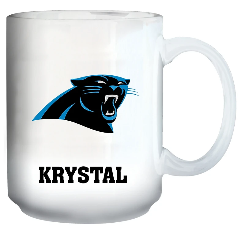 White Carolina Panthers 15oz. Personalized Mug